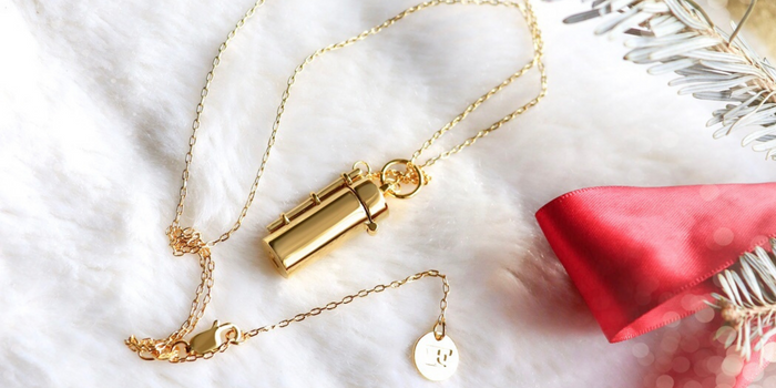 Shown here: Our Capsule + Wand Locket, a thoughtful Christmas gift to add a message inside